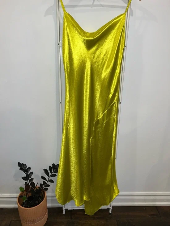 Chartreuse Cowl Neck Slip Dress - Picture 2 of 6